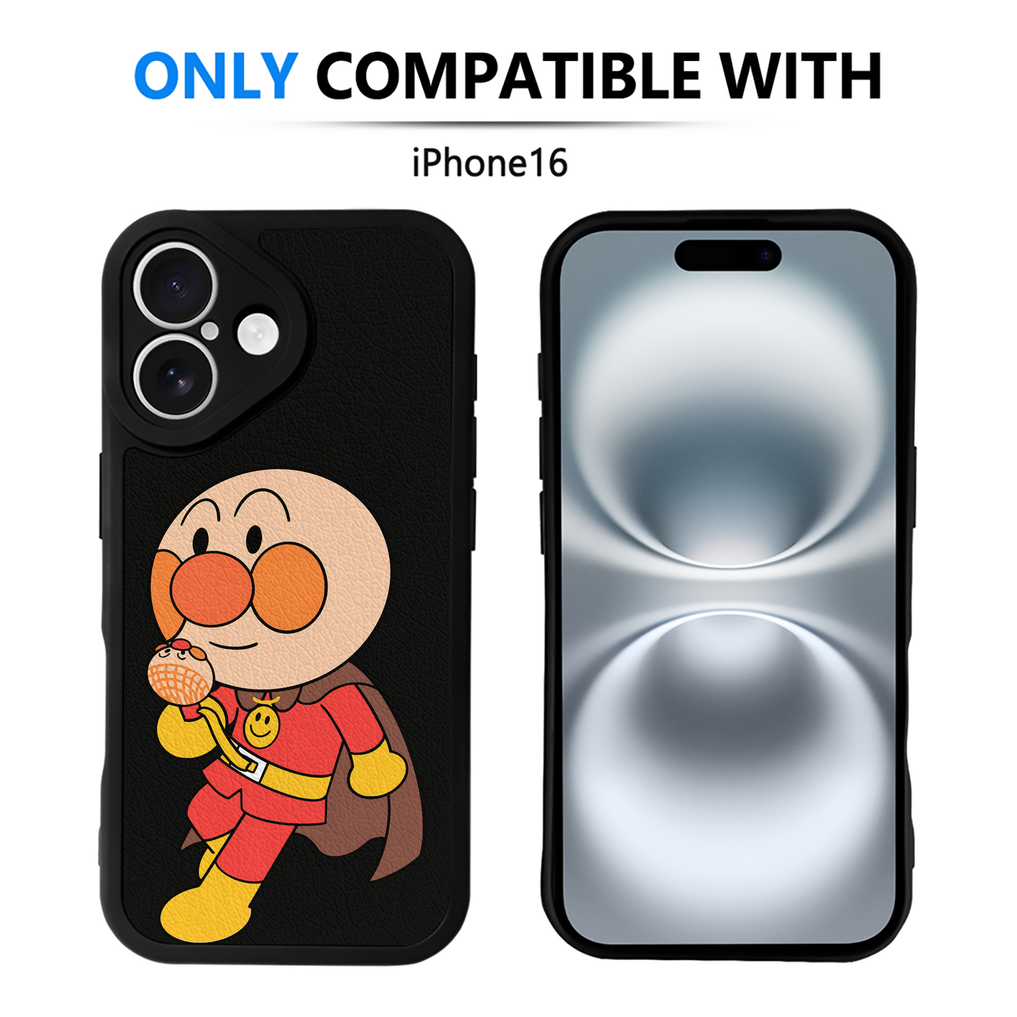 （画像用） アンパンマン Anpanman 【iPhone 16シリーズ対応】シリコンスマホケース（レザー調） 材質：シリコン